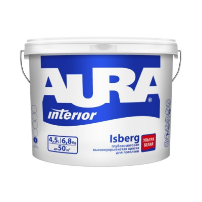 Краска вд глубокоматовая для потолков AURA ISBERG 4,5 л