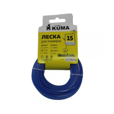 Леска для триммера квадрат KUMA 2,4мм, 15м