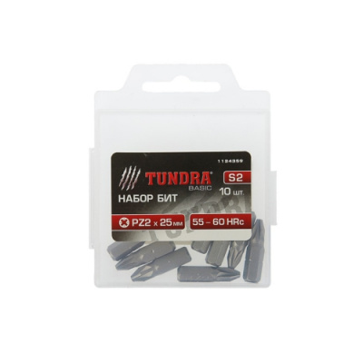 Набор бит TUNDRA basic сталь S2, 10 шт, 25мм PZ2 1124359