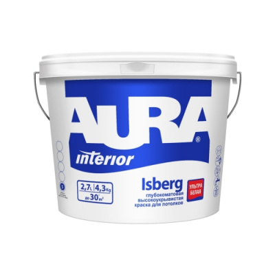 Краска вд глубокоматовая для потолков AURA ISBERG 2,7 л