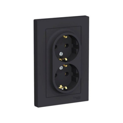 Розетка 2п ATLASDESIGN сз 16А Карбон (ATN 001024),