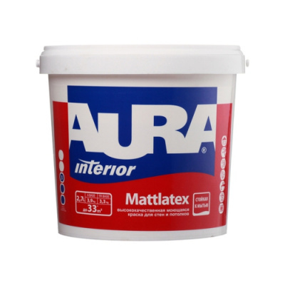 Краска вд моющаяся для стенпотолков AURA MATTLATEX  2,7 л