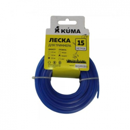 Леска для триммера квадрат KUMA 3,0мм, 15м