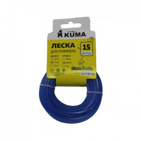 Леска для триммера квадрат KUMA 2,4мм, 15м